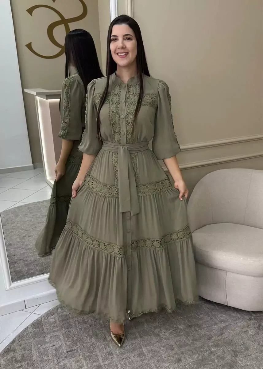 1361 | Vestido Rebeca - Verde Oliva