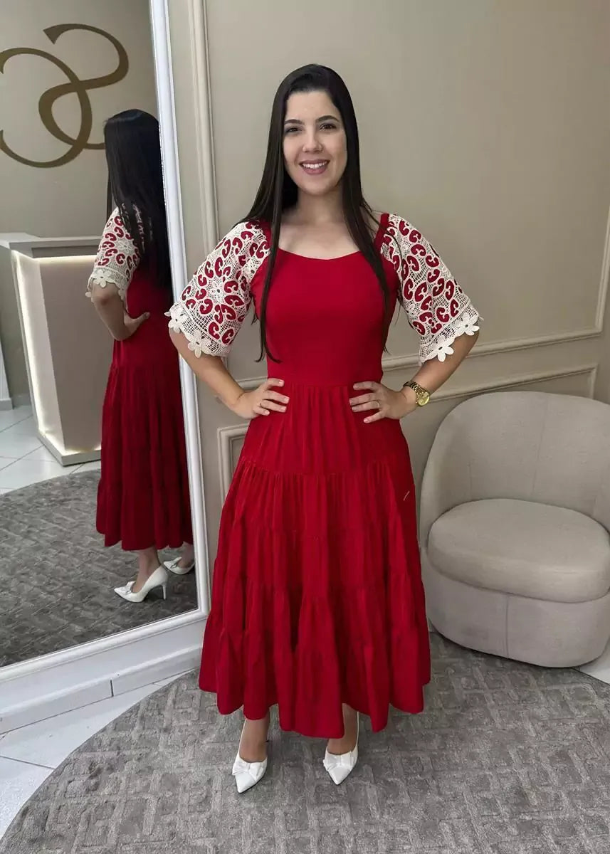 1316 | Vestido Minéia - Vermelho