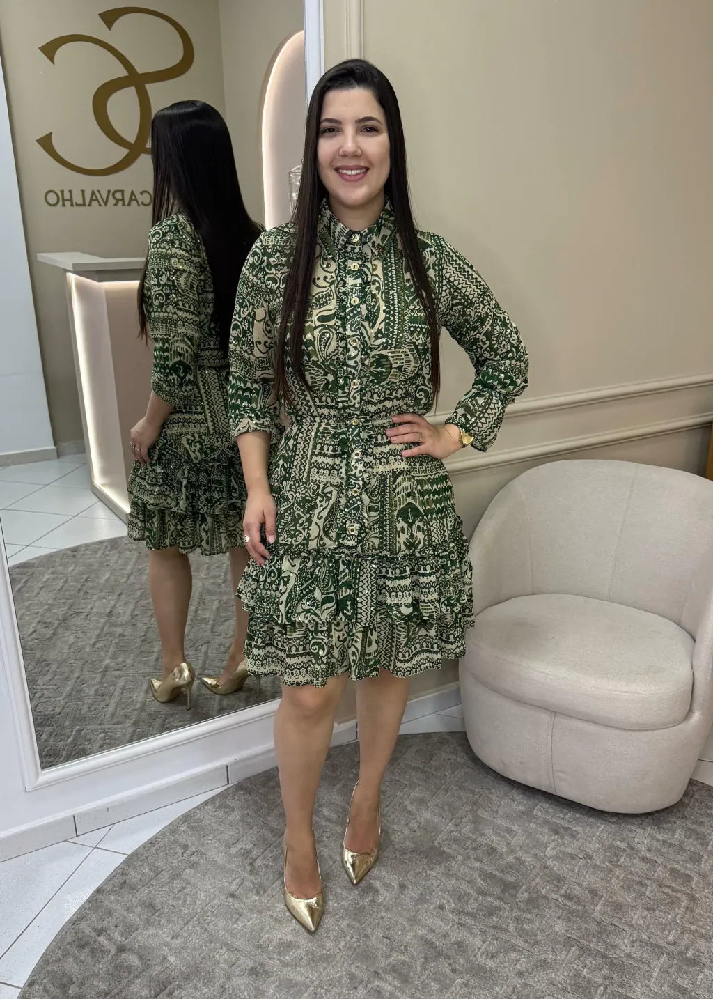 1325 | Vestido Gabriele - Estampado Verde