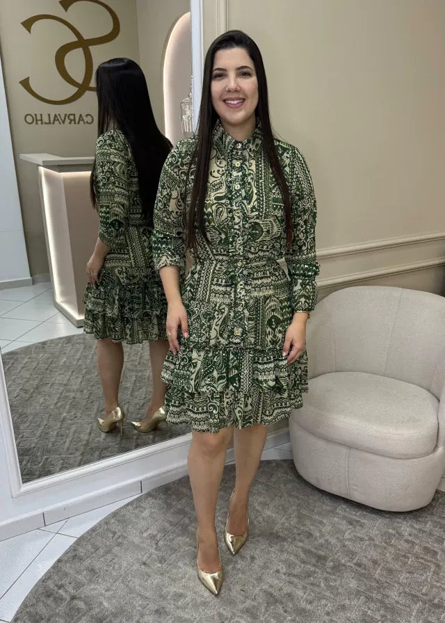 1325 | Vestido Gabriele - Estampado Verde