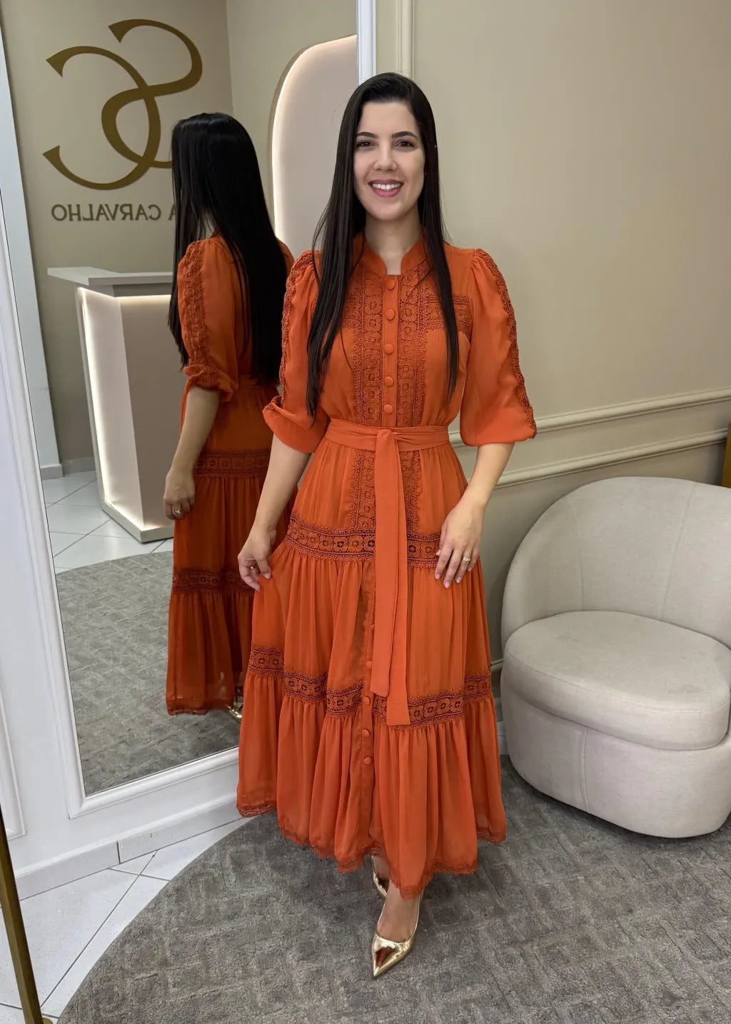 1234 | Vestido Samara - Laranja Queimado