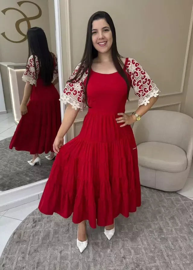1316 | Vestido Minéia - Vermelho