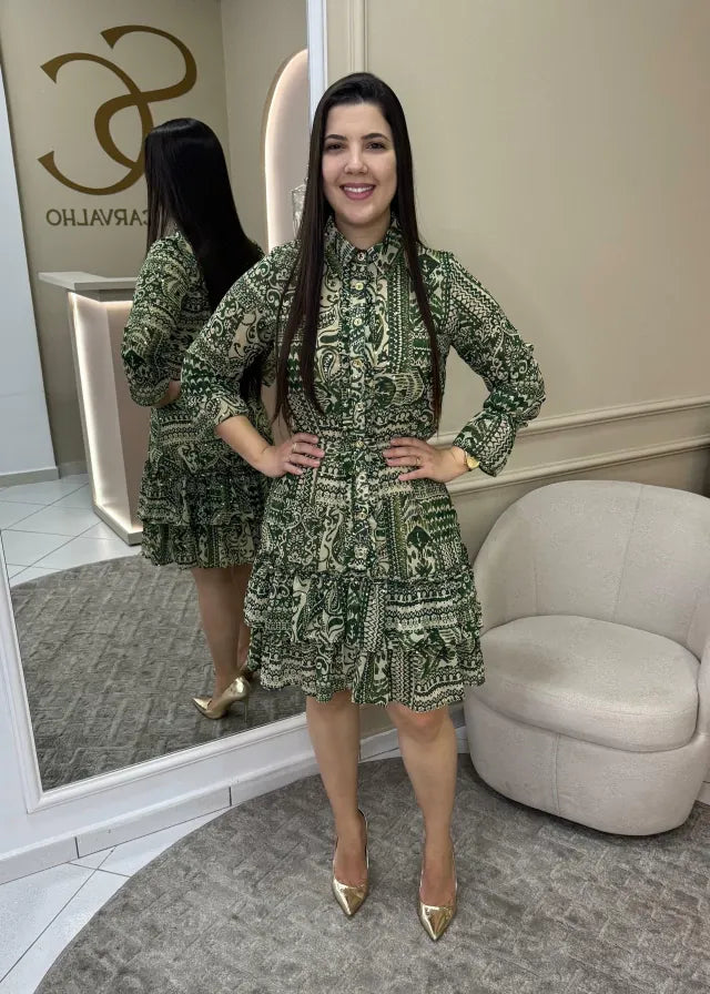1325 | Vestido Gabriele - Estampado Verde