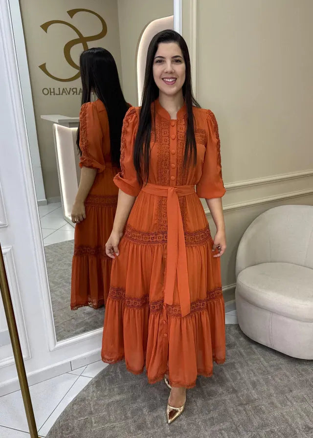 1234 | Vestido Samara - Laranja Queimado