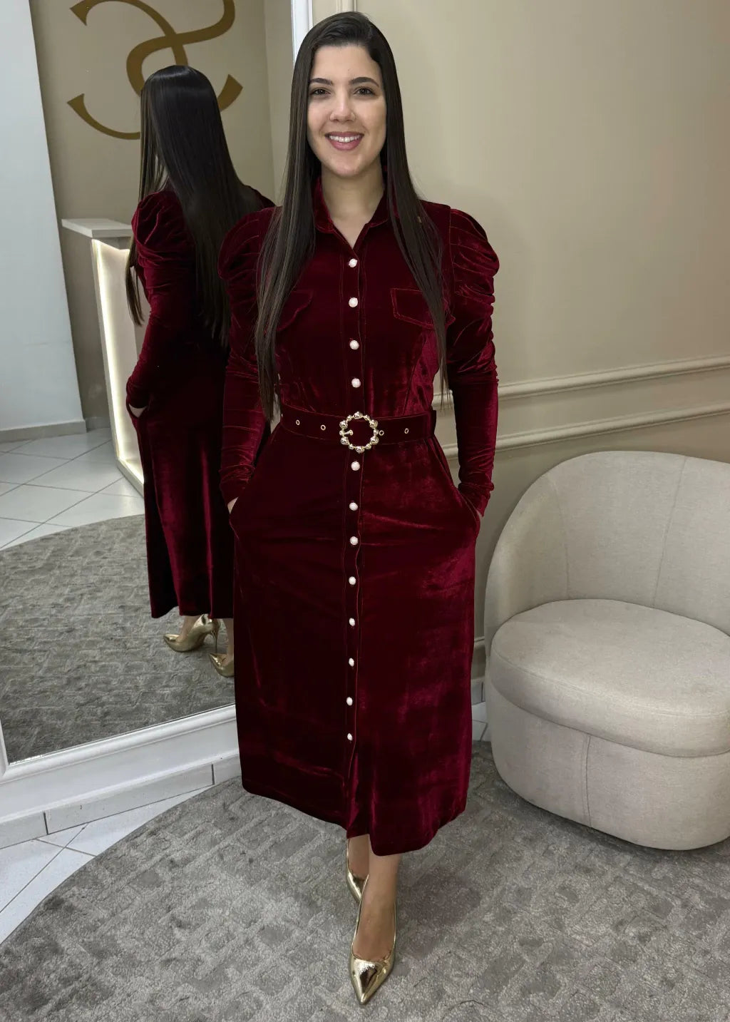 1228 | Vestido Adriana - Bordo