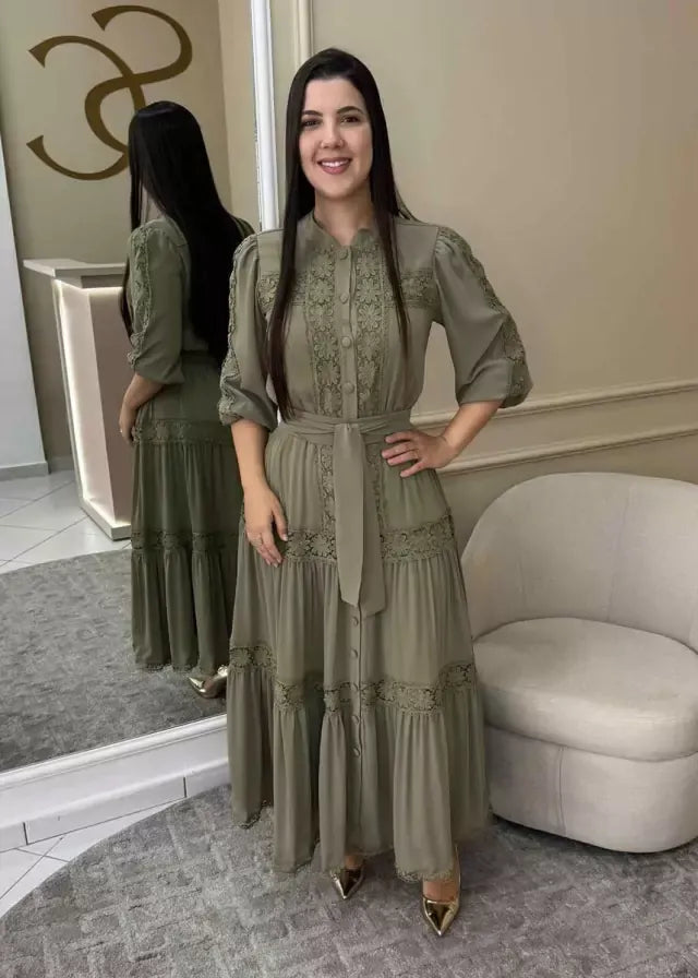 1361 | Vestido Rebeca -  Verde Oliva