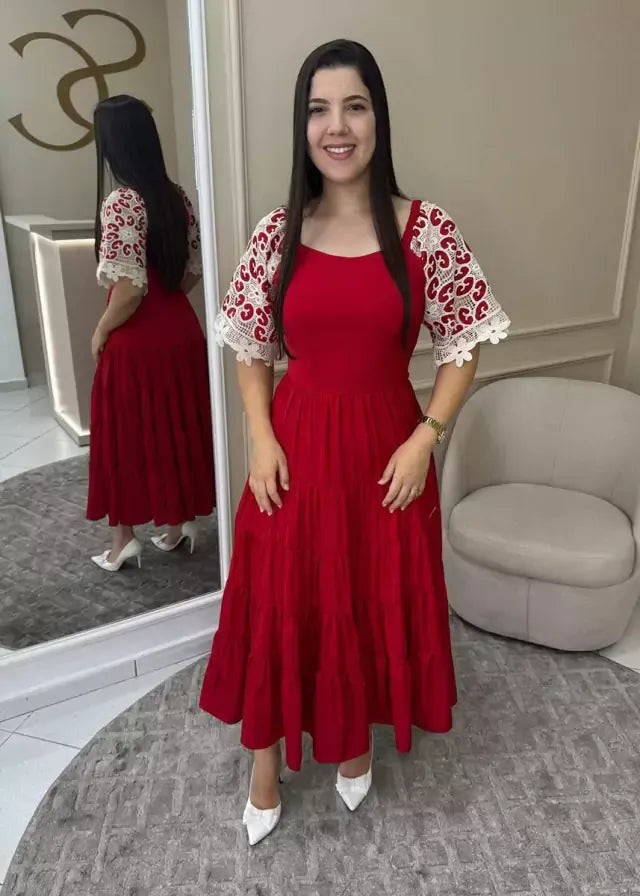 1316 | Vestido Minéia - Vermelho