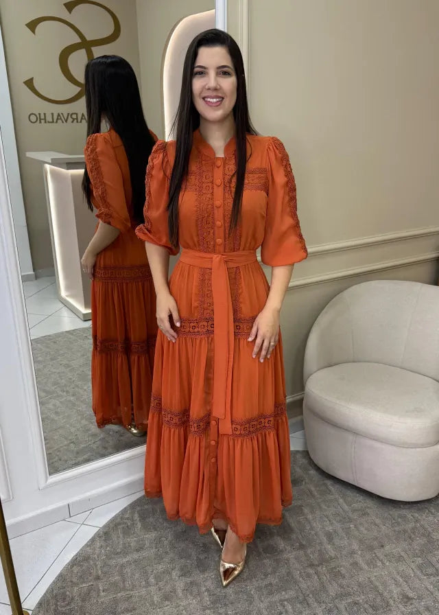 1234 | Vestido Samara - Laranja Queimado