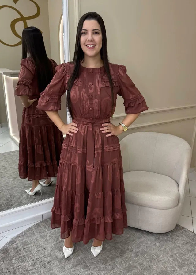 1355 | Vestido Regina  - Marrom