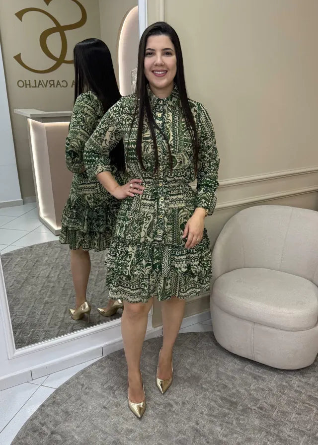 1325 | Vestido Gabriele - Estampado Verde