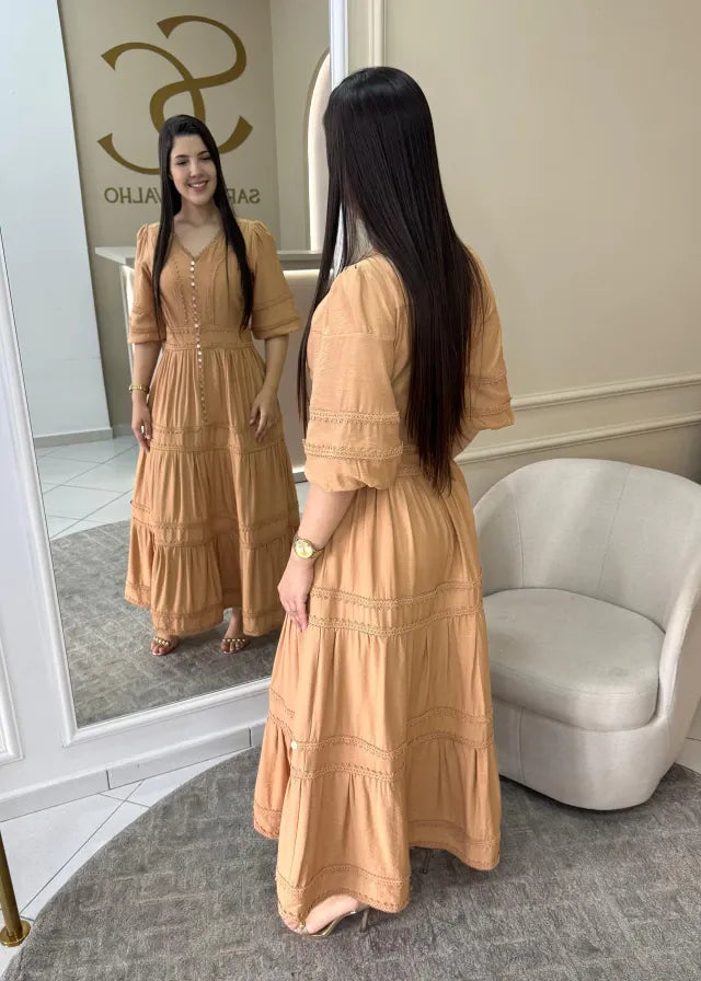 1240 | Vestido Rayane - Bege Escuro