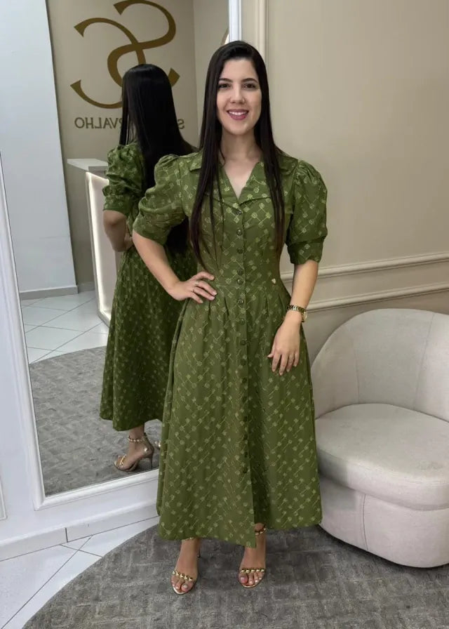 1247 | Vestido Yasmin  - Verde Oliva