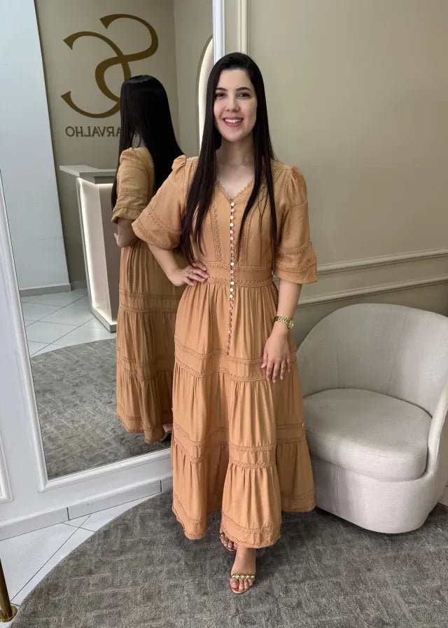 1240 | Vestido Rayane - Bege Escuro