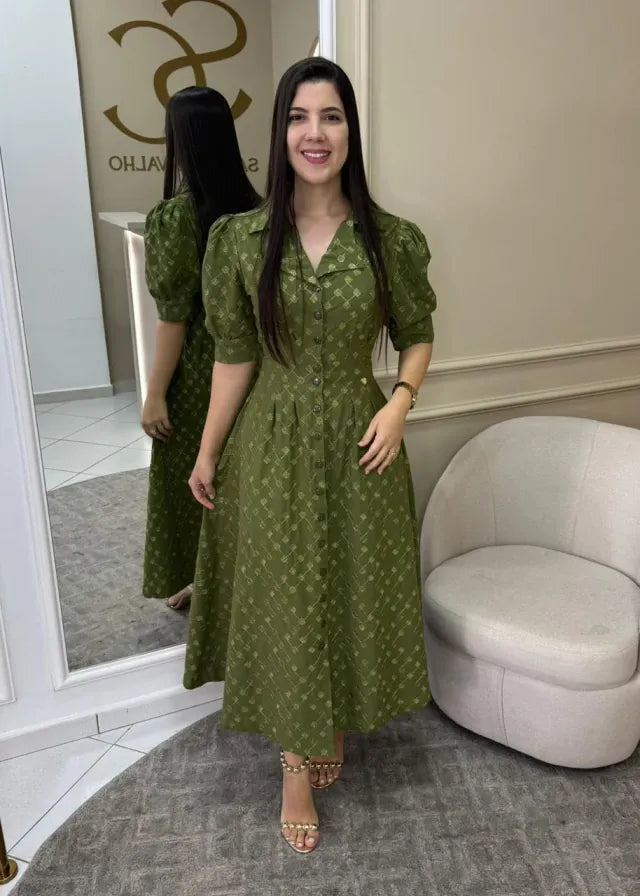 1247 | Vestido Yasmin  - Verde Oliva